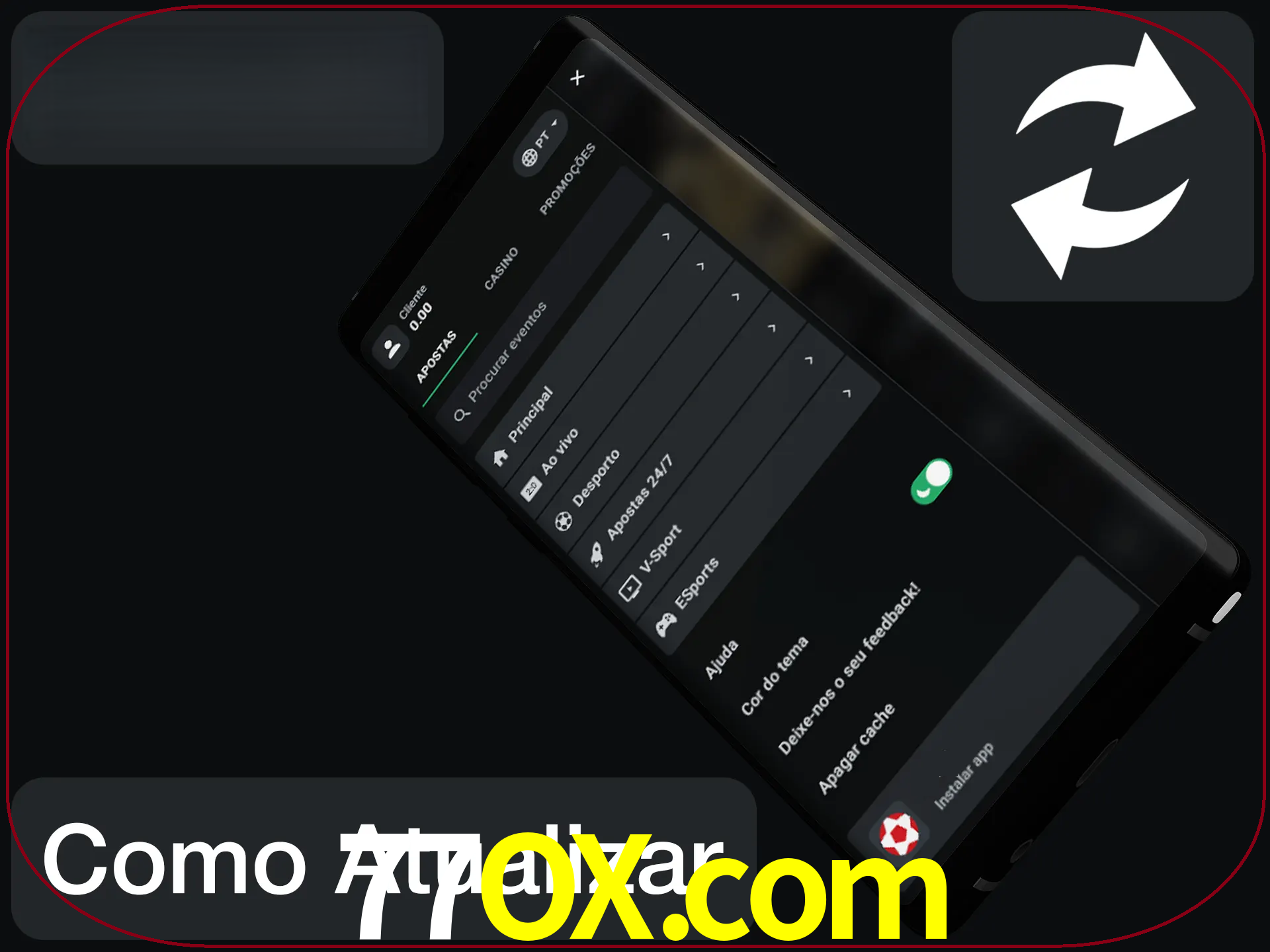 O aplicativo é atualizado automaticamente quando você faz o login.