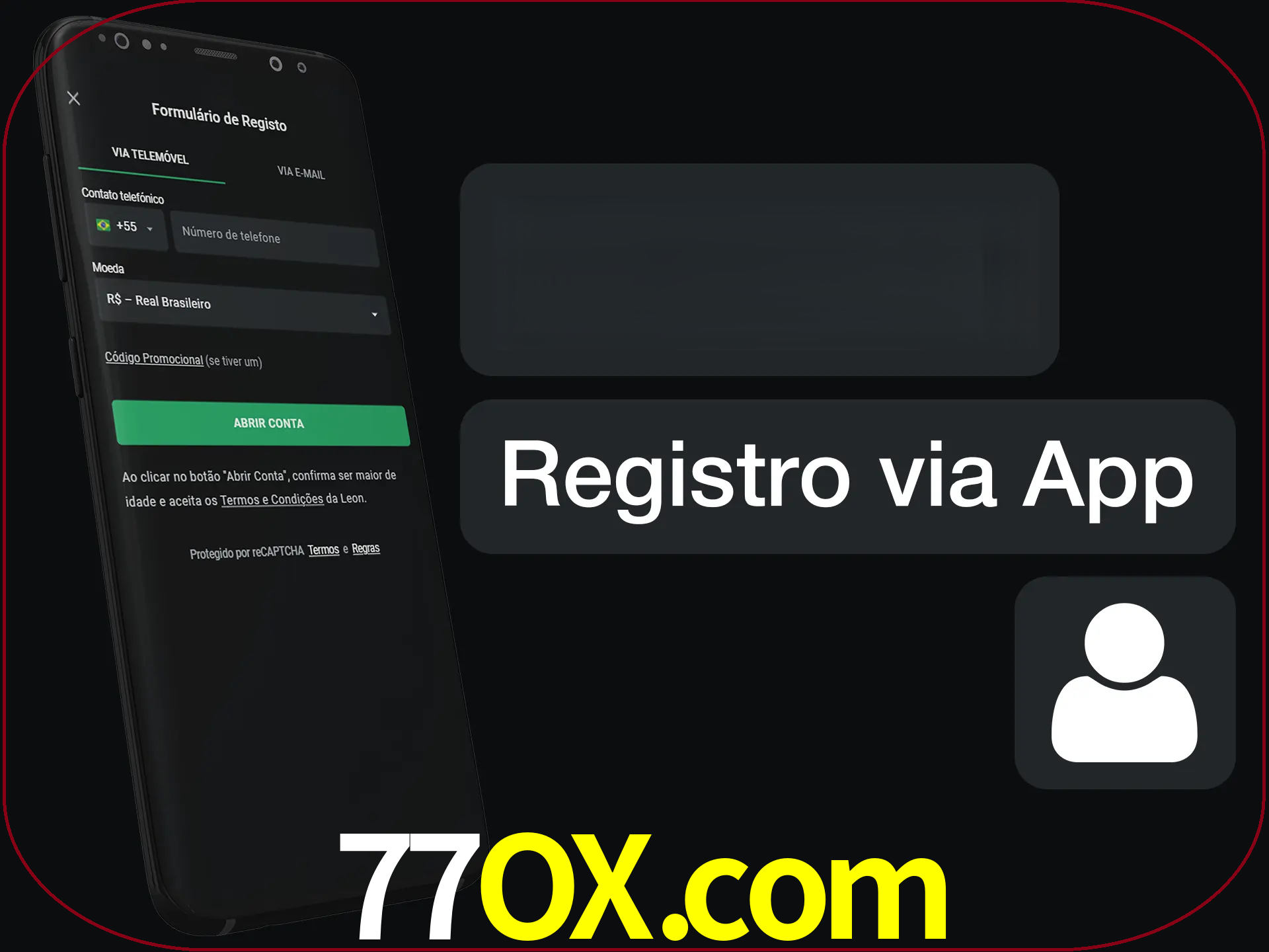 Registre-se com duas etapas usando o aplicativo.